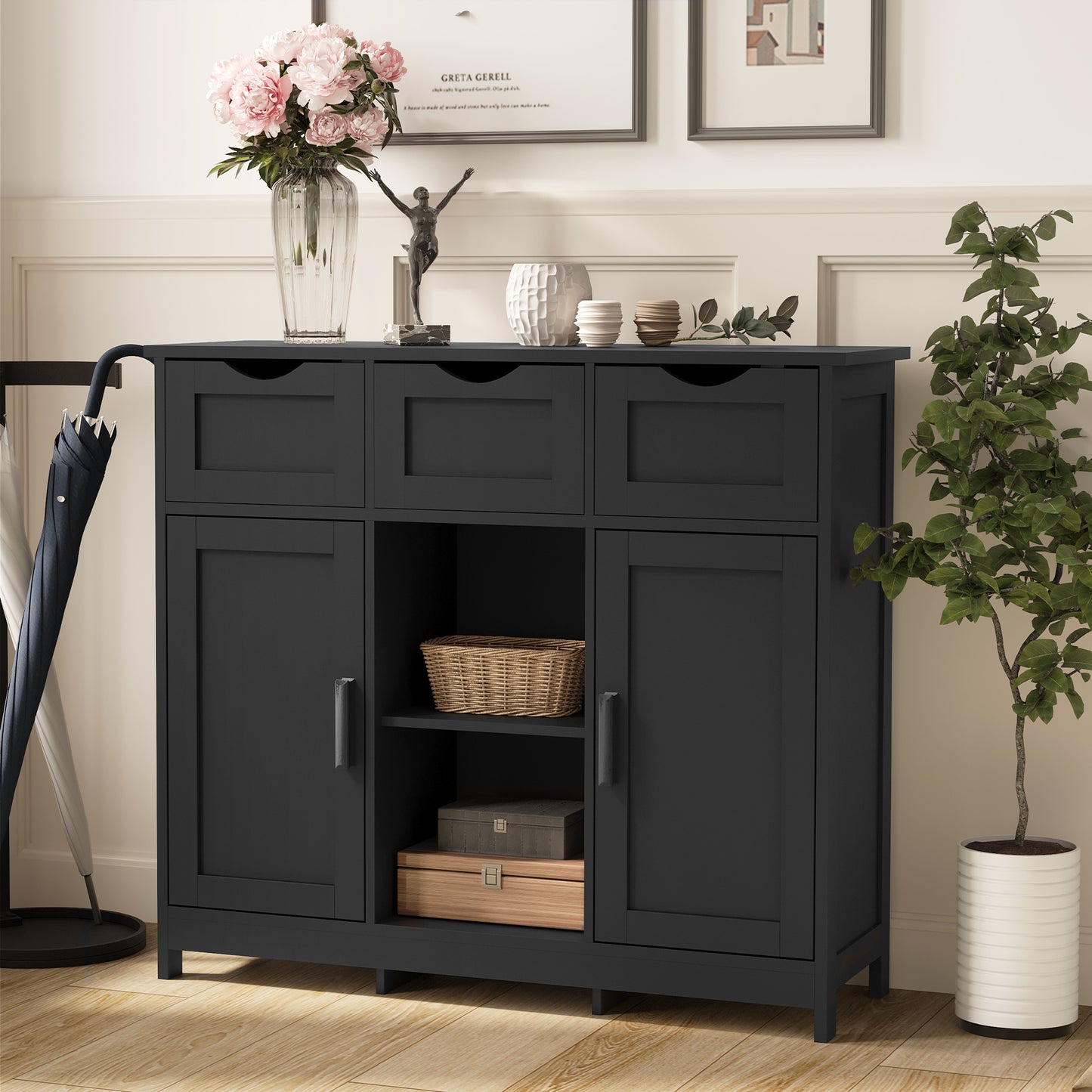 Storage Cabinet With Drawers And Shelves