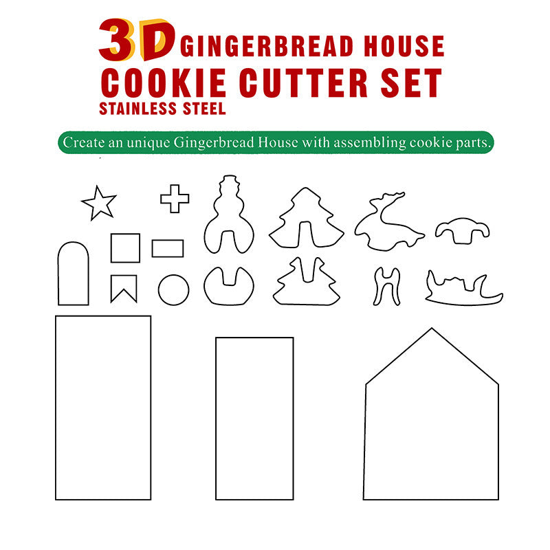 18-piece Set Gingerbread House Cookie Cutters Baking Kit
