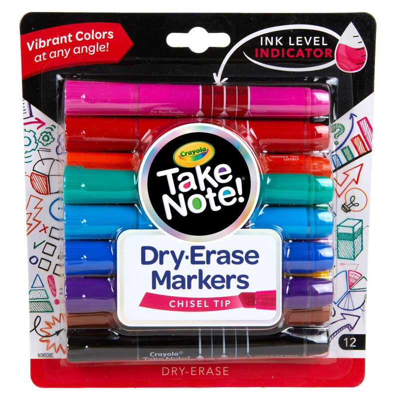 CRAYOLA 12CT CHISEL ERASE MARKERS TAKE NOTE