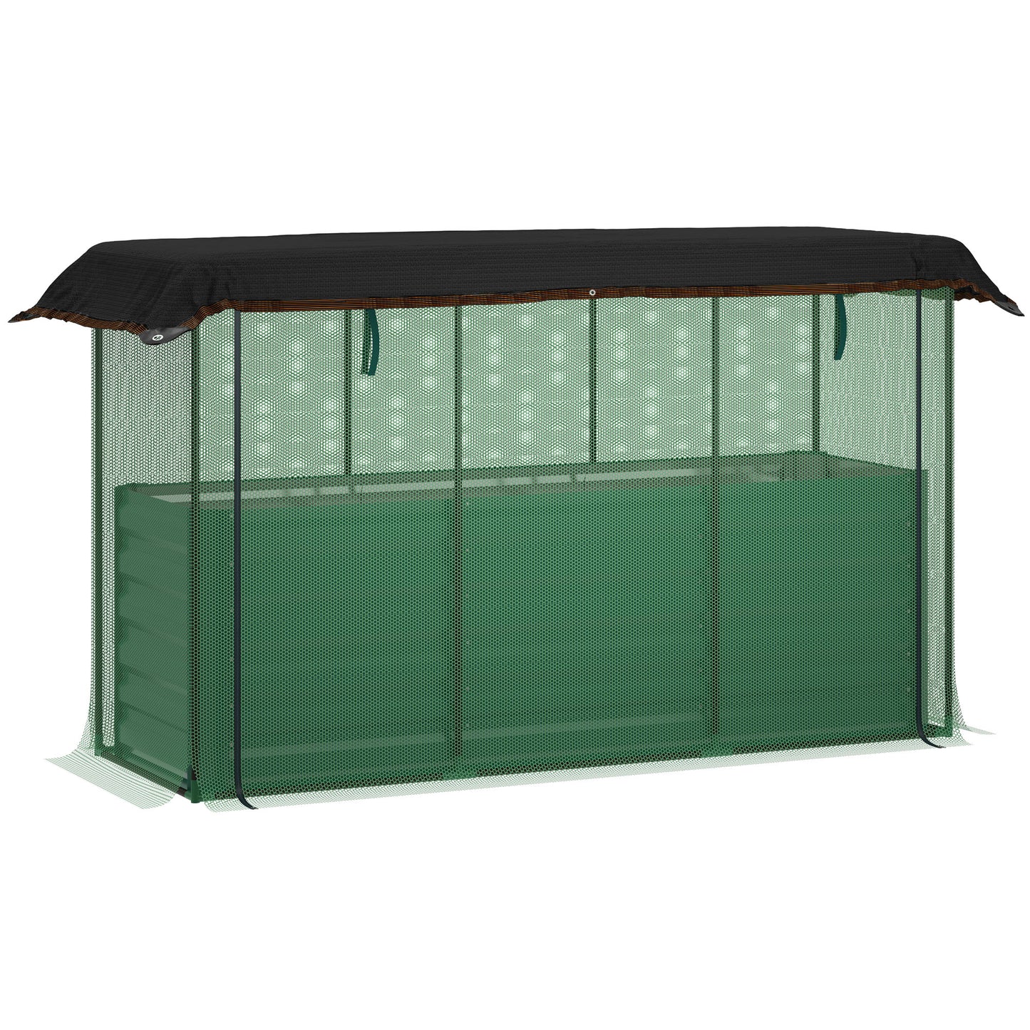 Galvanized Steel Planter Box with Crop Cage and Shade Cloth