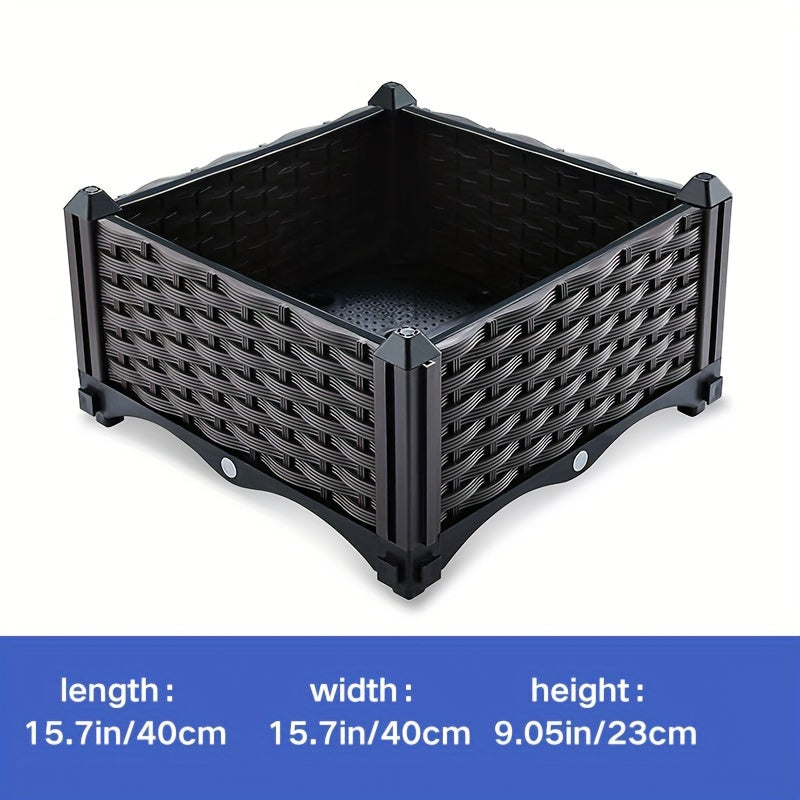 Extra-Large 16X16 Inch Rectangular Plastic Planter - Ideal For Vegetable Gardening