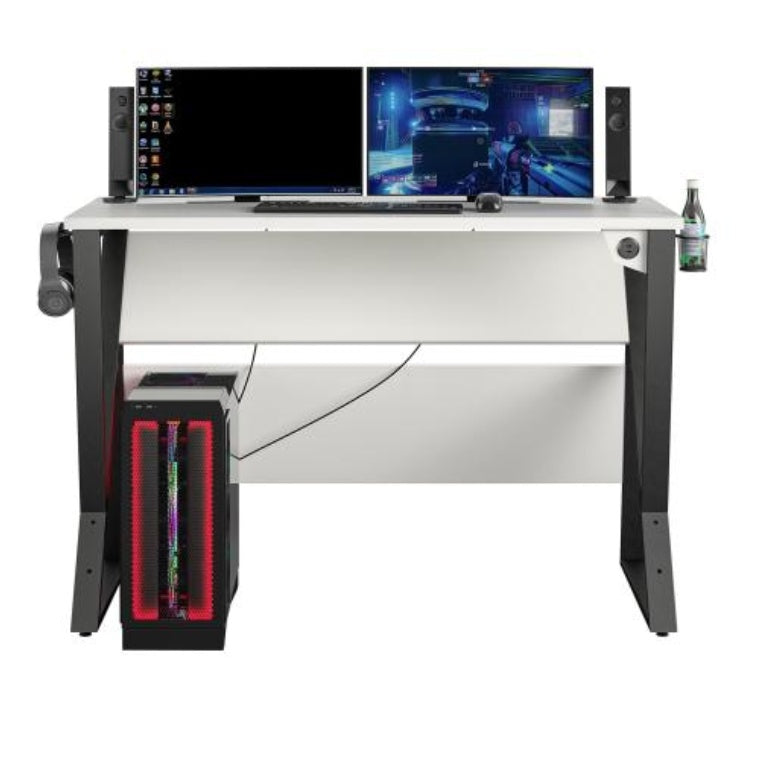 Genesis Adjustable Gaming Desk, White
