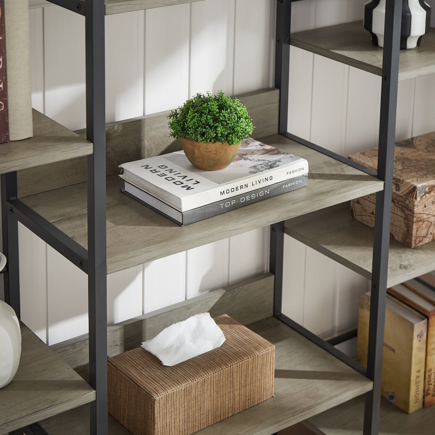 Triple Wide 5-Shelf Industrial Retro Bookshelves