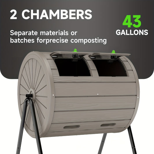 Dual-chamber Tumble Composter, 43 Gallons Gardening Tool