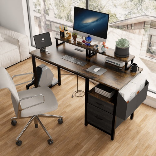 Computer Desk With Drawer And Power Outlets