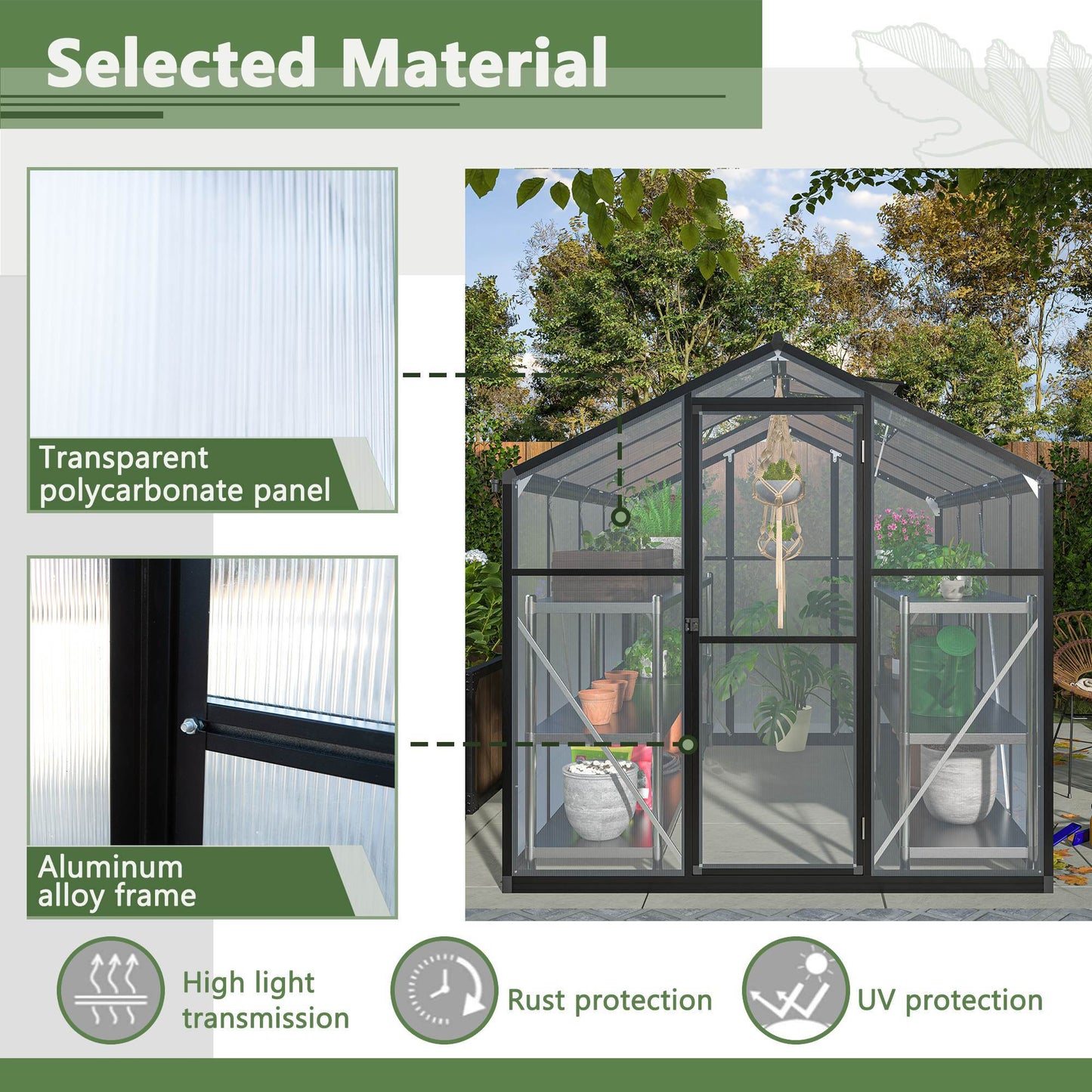 6x8 FT Polycarbonate Greenhouse