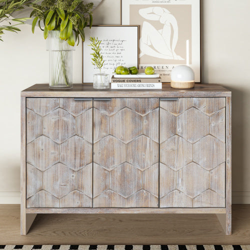 Farmhouse Style 3-door Wooden Cabinet