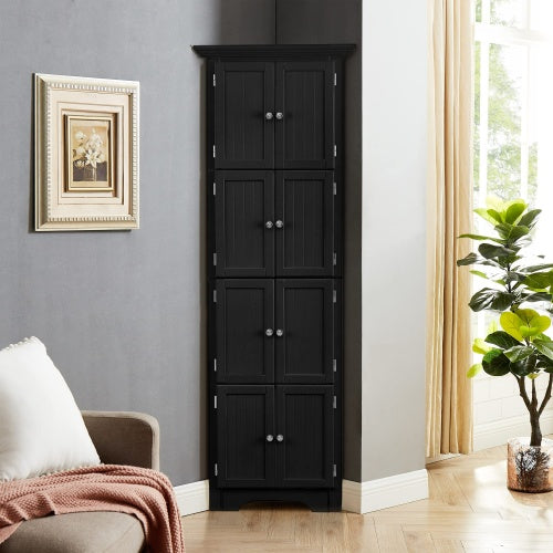 High Corner Storage Cabinet With Door And 4 Shelves