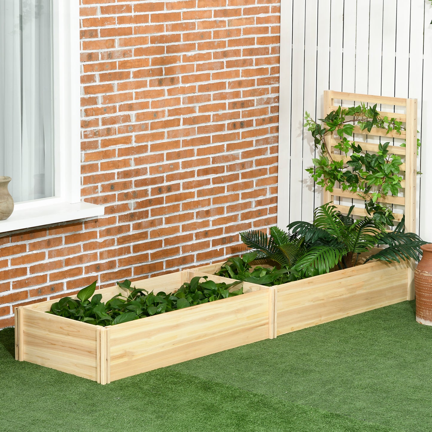 Wood Planter Box with Trellis for Climbing Plants, Raised Garden Bed