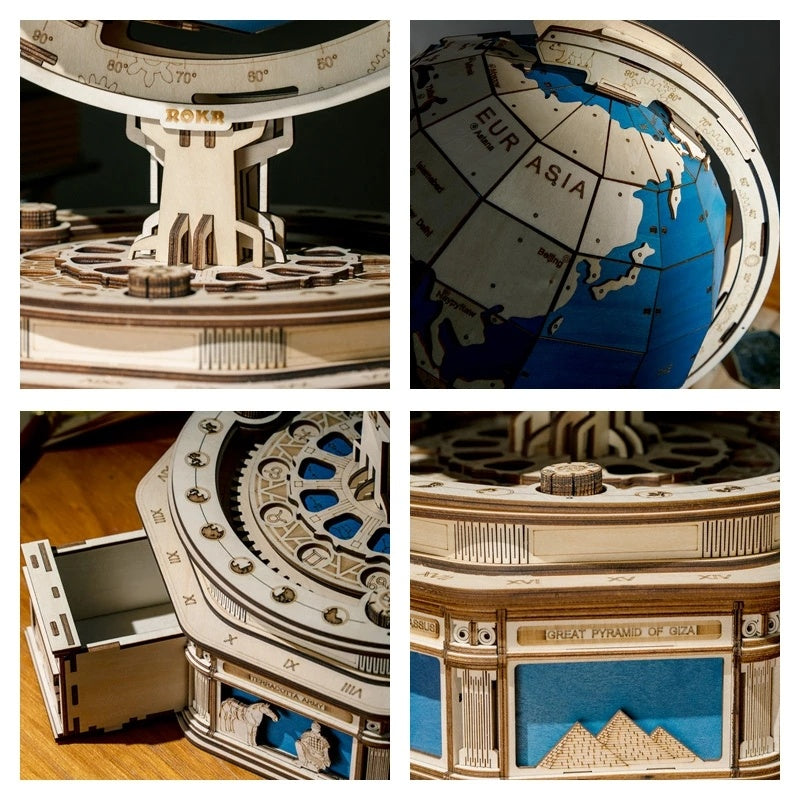 Globe Earth 567pcs 3D Wooden Puzzle STEM Kit