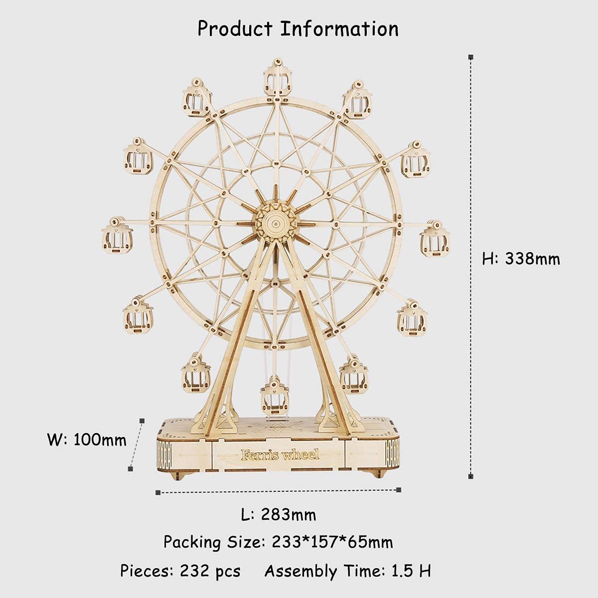 Robotime DIY Wooden Rotatable Ferris Wheel
