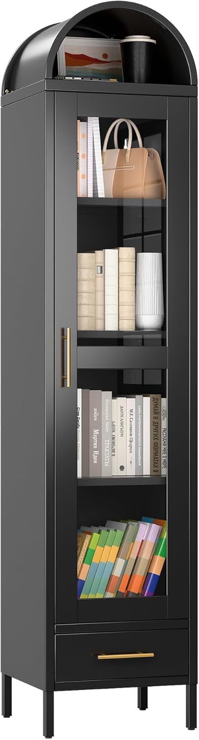 Metal Arched Bookcase Cabinet