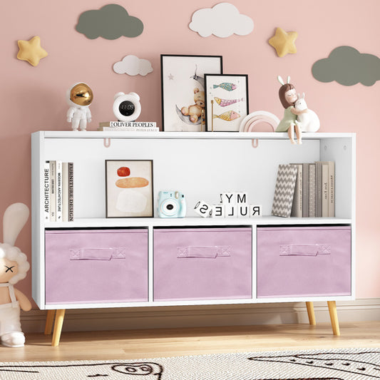 Children's Bookcase With Foldable Fabric Drawers, Children's Book Display