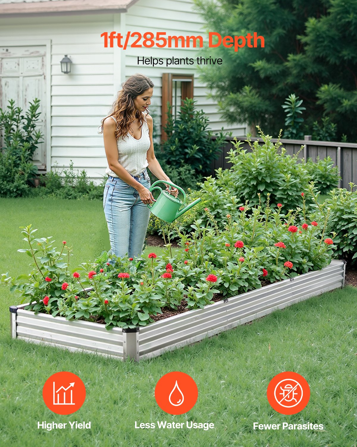 Metal Raised Garden Bed, 12 X 4 X 1 Ft