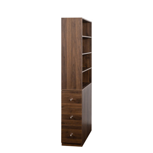 -Tier Shelf, 3 Side Drawers , Modern Wooden Tall Bookshelf Bookcase