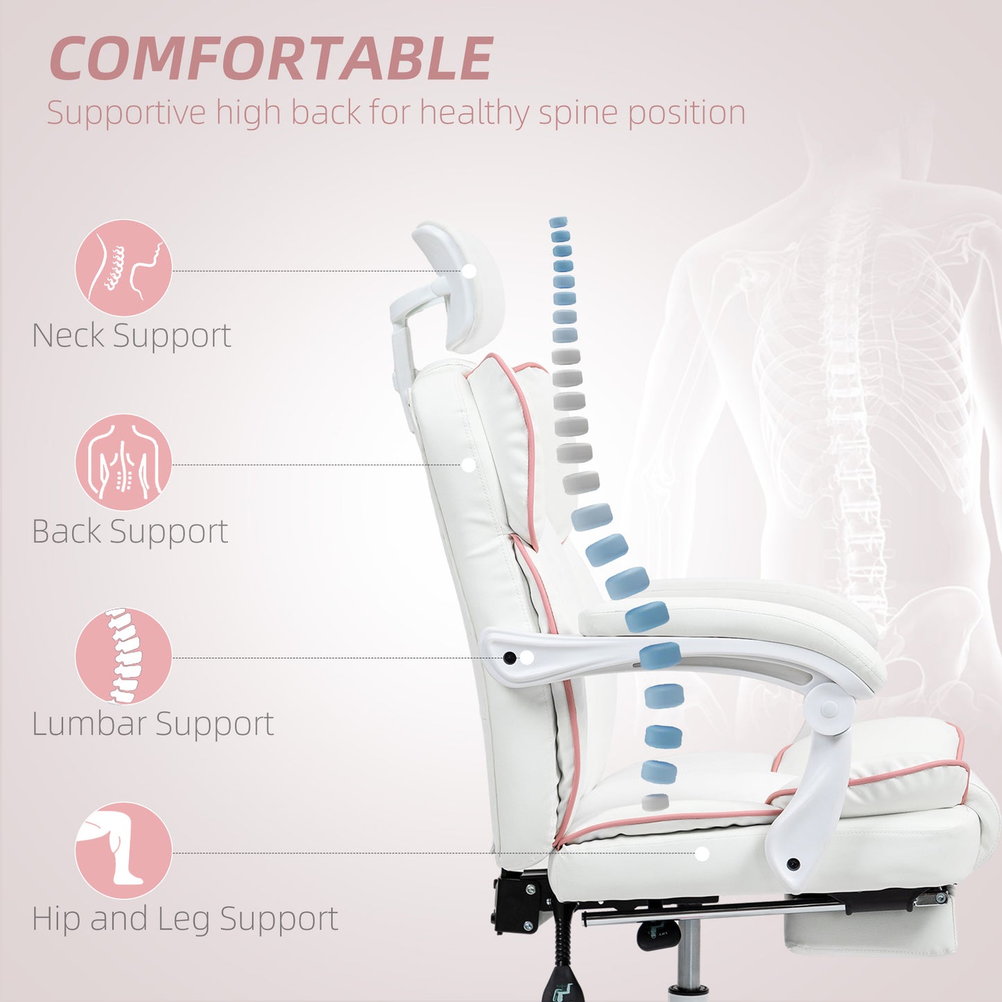 PU Leather Office Chair, Executive Desk Chair with Headrest
