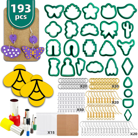 193pc Polymer Ear Ring Clay Craft Cutter Mould