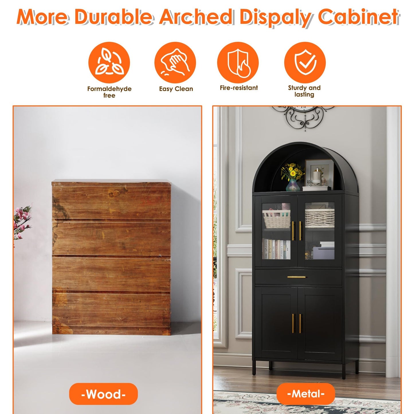 Metal Tall Arched  Cabinet