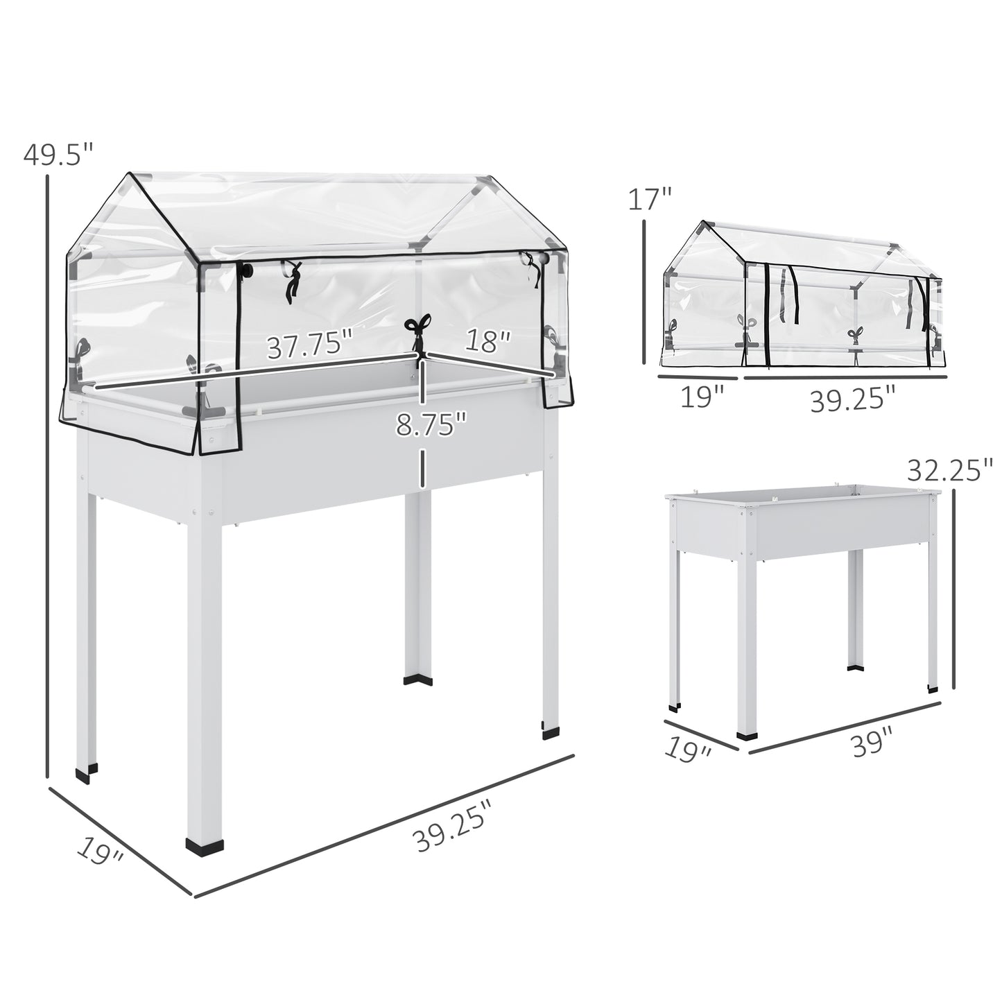 Elevated Garden Box with Greenhouse Cover