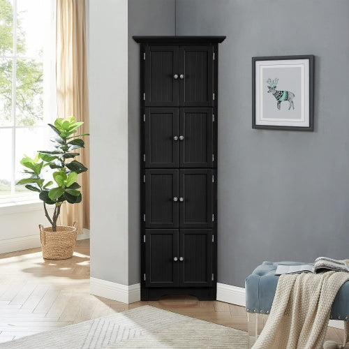 High Corner Storage Cabinet With Door And 4 Shelves