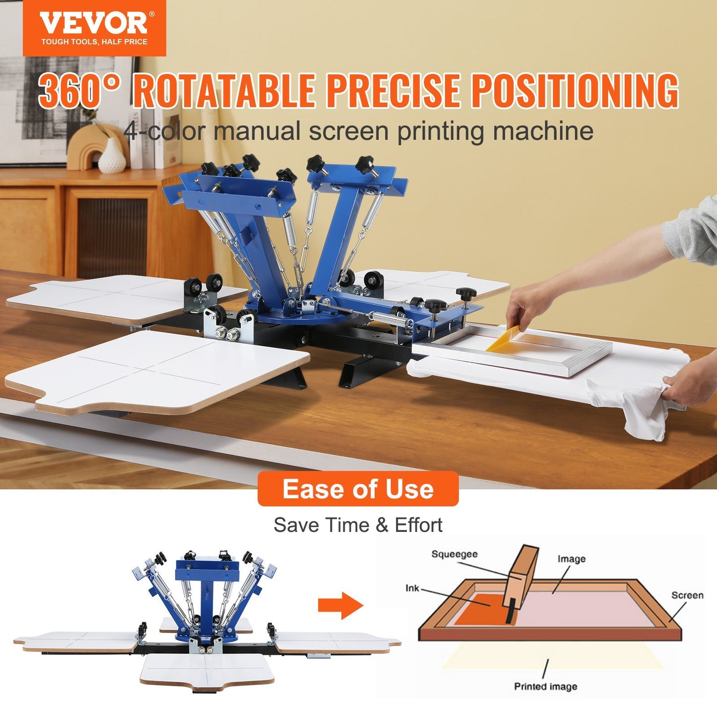 VEVOR Screen Printing Craft Machine, 4 Color 4 Station