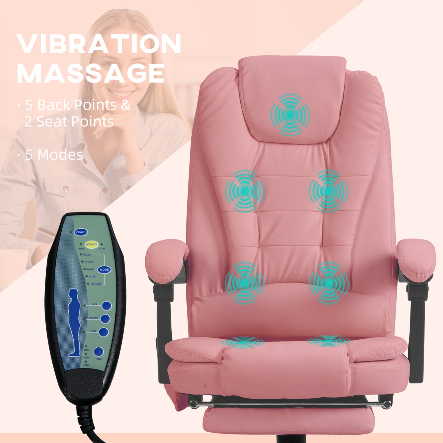 7-Point Vibrating Massage Office Chair High Back