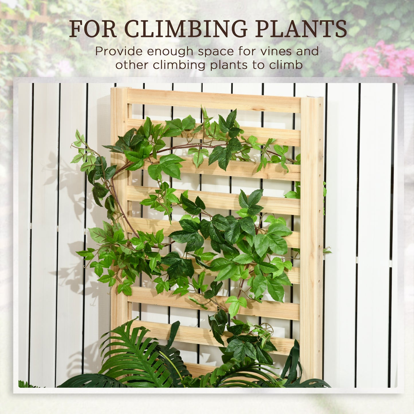 Wood Planter Box with Trellis for Climbing Plants, Raised Garden Bed