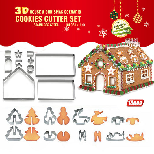 18-piece Set Gingerbread House Cookie Cutters Baking Kit