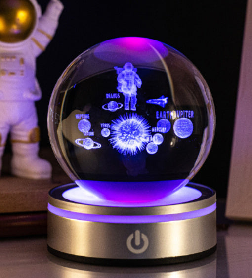 Creative 3D Inner Carving Luminous Crystal Ball Solar System Science Kit