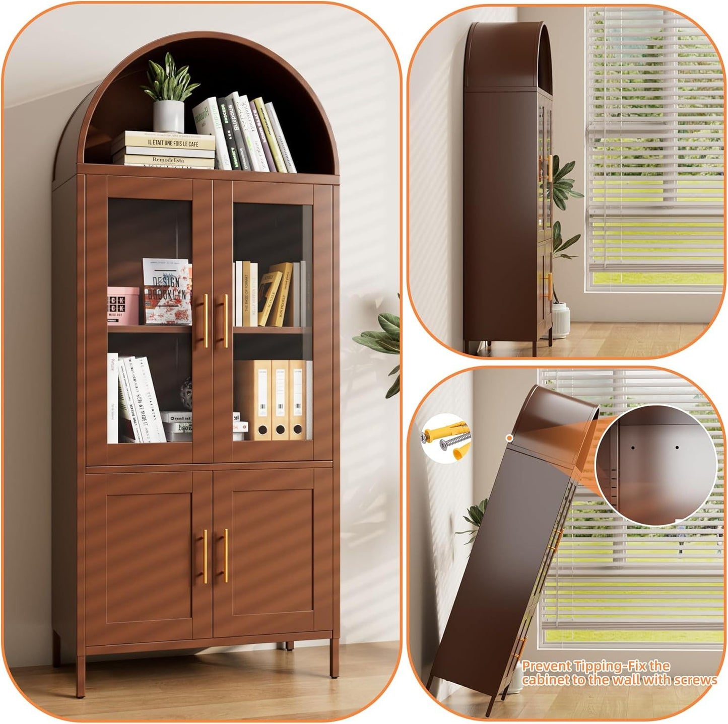 Metal Arched Storage Cabinet