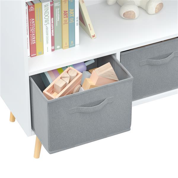 Children's Bookcase With Foldable Fabric Drawers, Children's Book Display