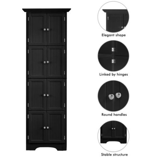 High Corner Storage Cabinet With Door And 4 Shelves