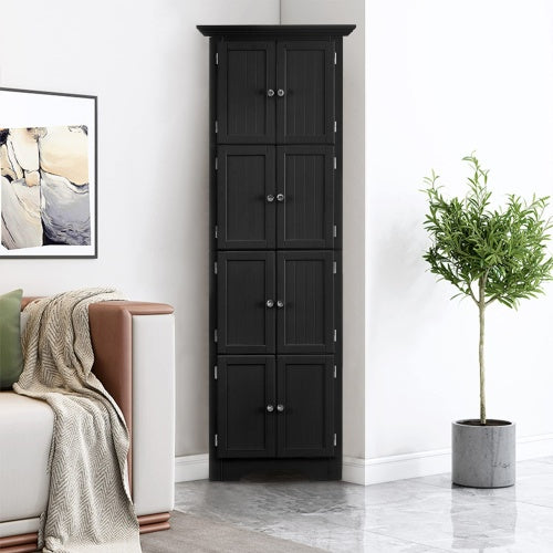 High Corner Storage Cabinet With Door And 4 Shelves