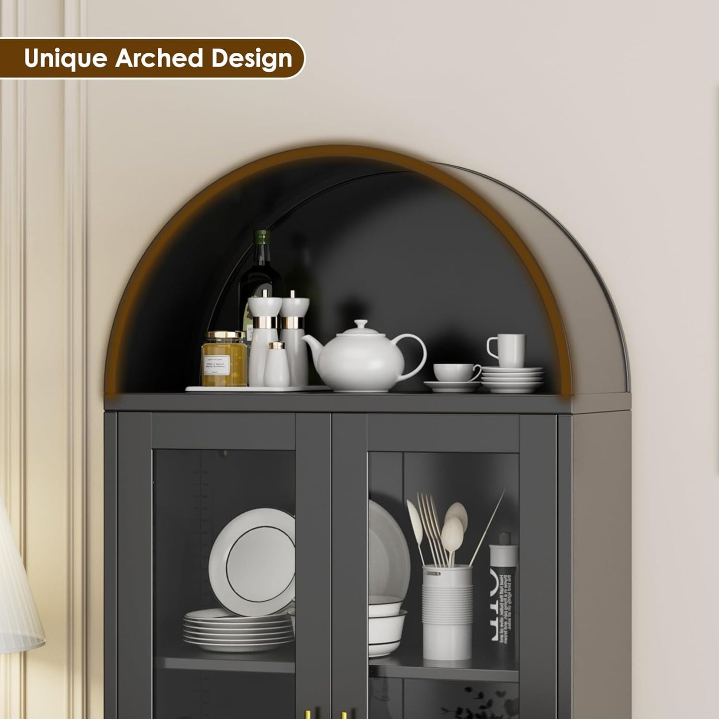 Metal Arched Cabinet With Lock