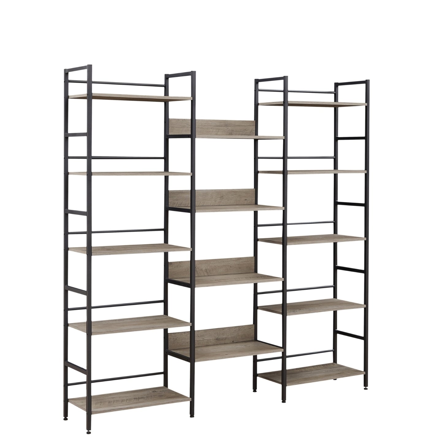 Triple Wide 5-Shelf Industrial Retro Bookshelves