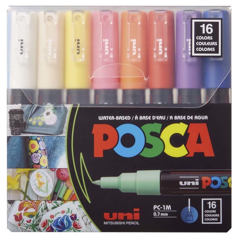 PC-1M PAINT MARKERS 16/ST ASST 0.7MM EXTRA FINE TIP