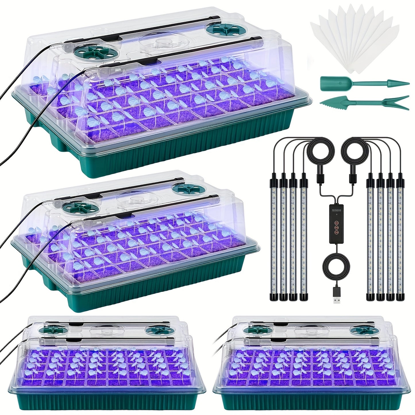 A Set of 4 Seed Germination Trays,Gardening And Indoor Greenhouse