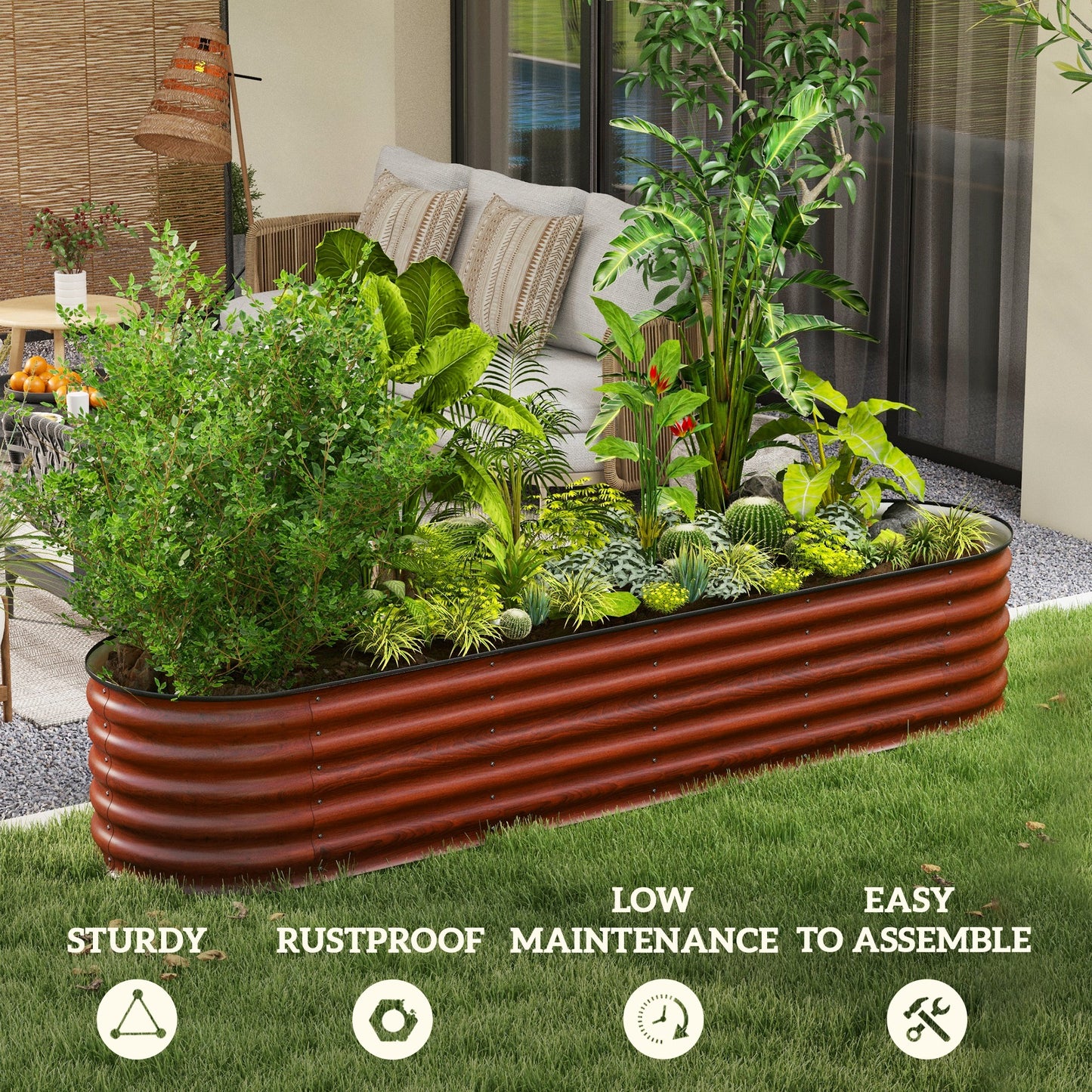 7.9' x 2' x 1.4' Galvanized Raised Garden Bed Kit