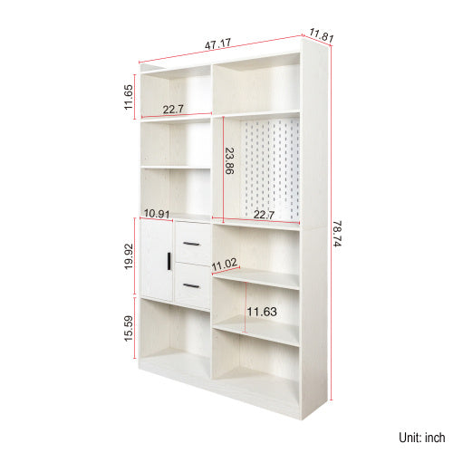 Bookshelf And Bookcase With Pegboard And Drawer