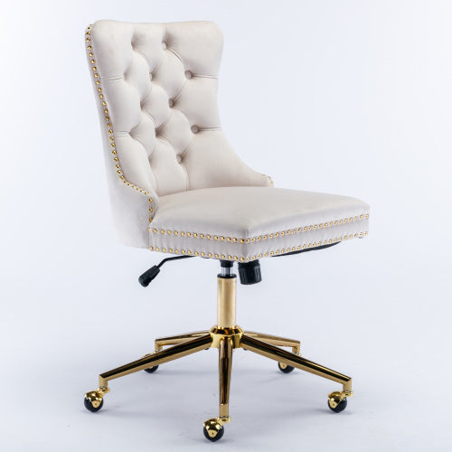Velvet Fabric Tufted Button Computer Chair