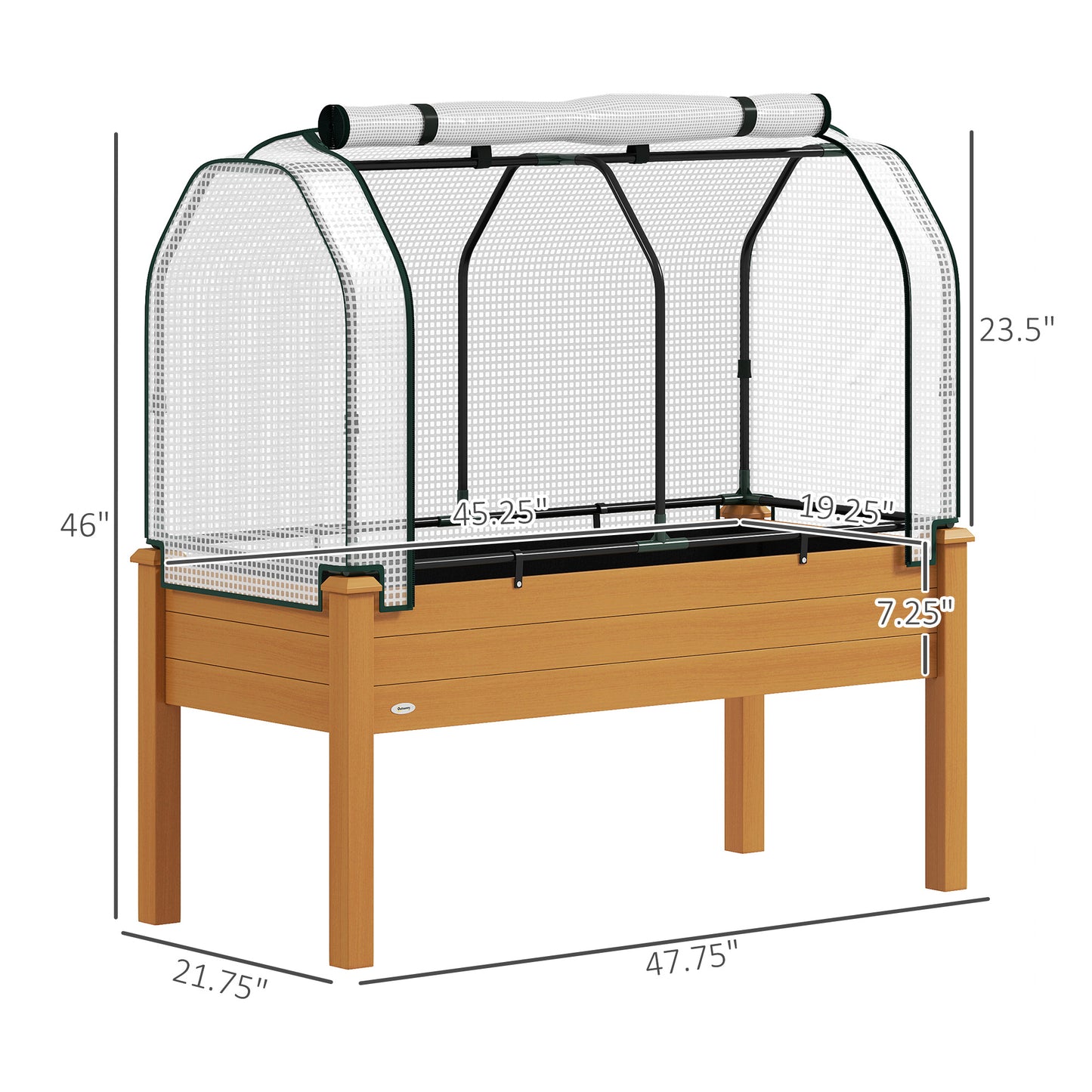 Raised Garden Bed with PE Greenhouse Cover 48 x 22 x 46 inch