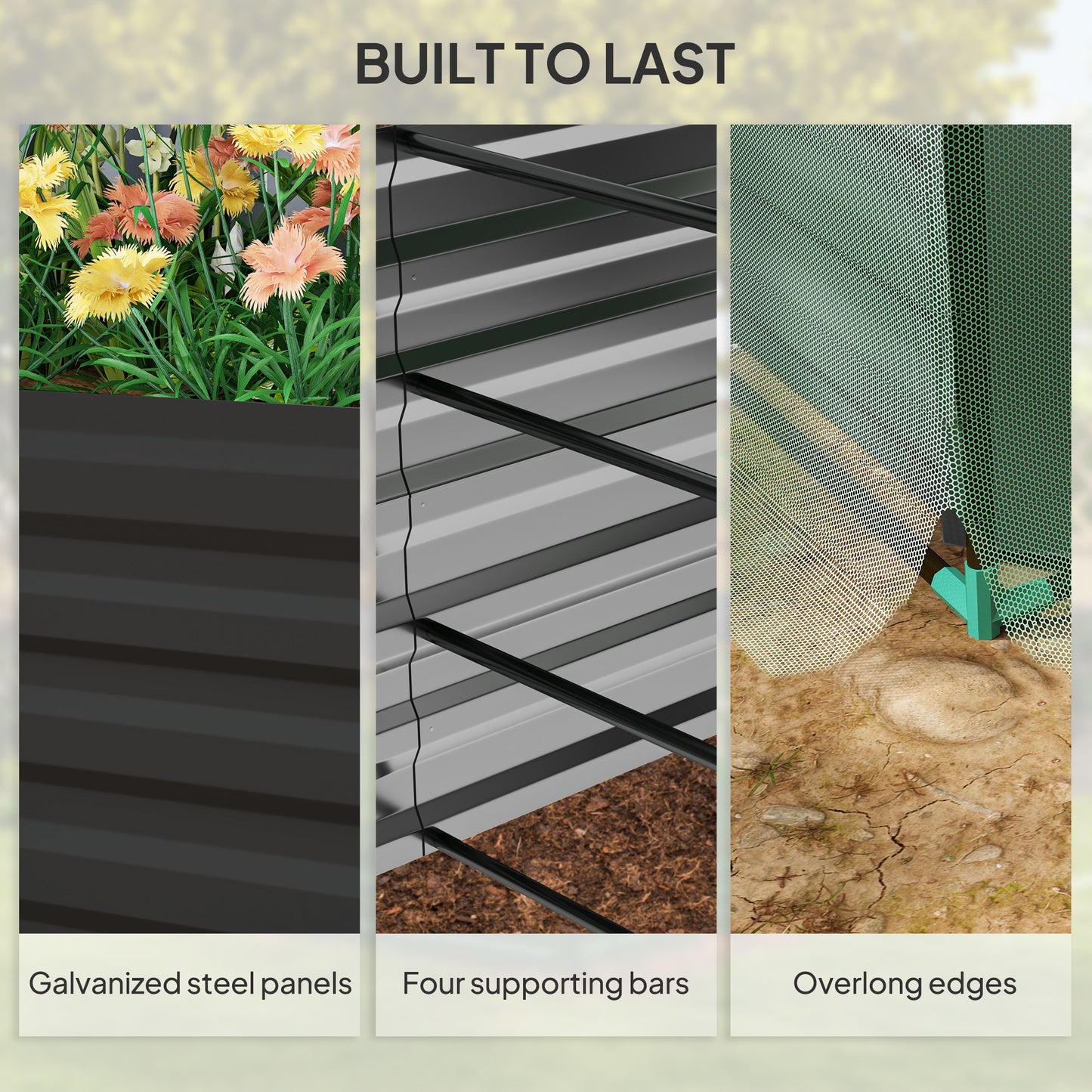 Galvanized Steel Planter Box with Crop Cage and Shade Cloth, Raised Garden Bed