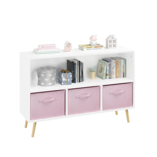 Children's Bookshelf With Foldable Fabric Drawers