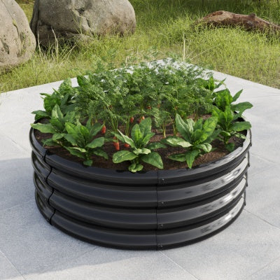 32.08x11.4 Tall Round Raised Garedn Bed,Metal Raised Beds For Vegetables, Outdoor Garden Raised Planter Box, Patio Planter Raised Beds For Flowers, Herbs, Fruits