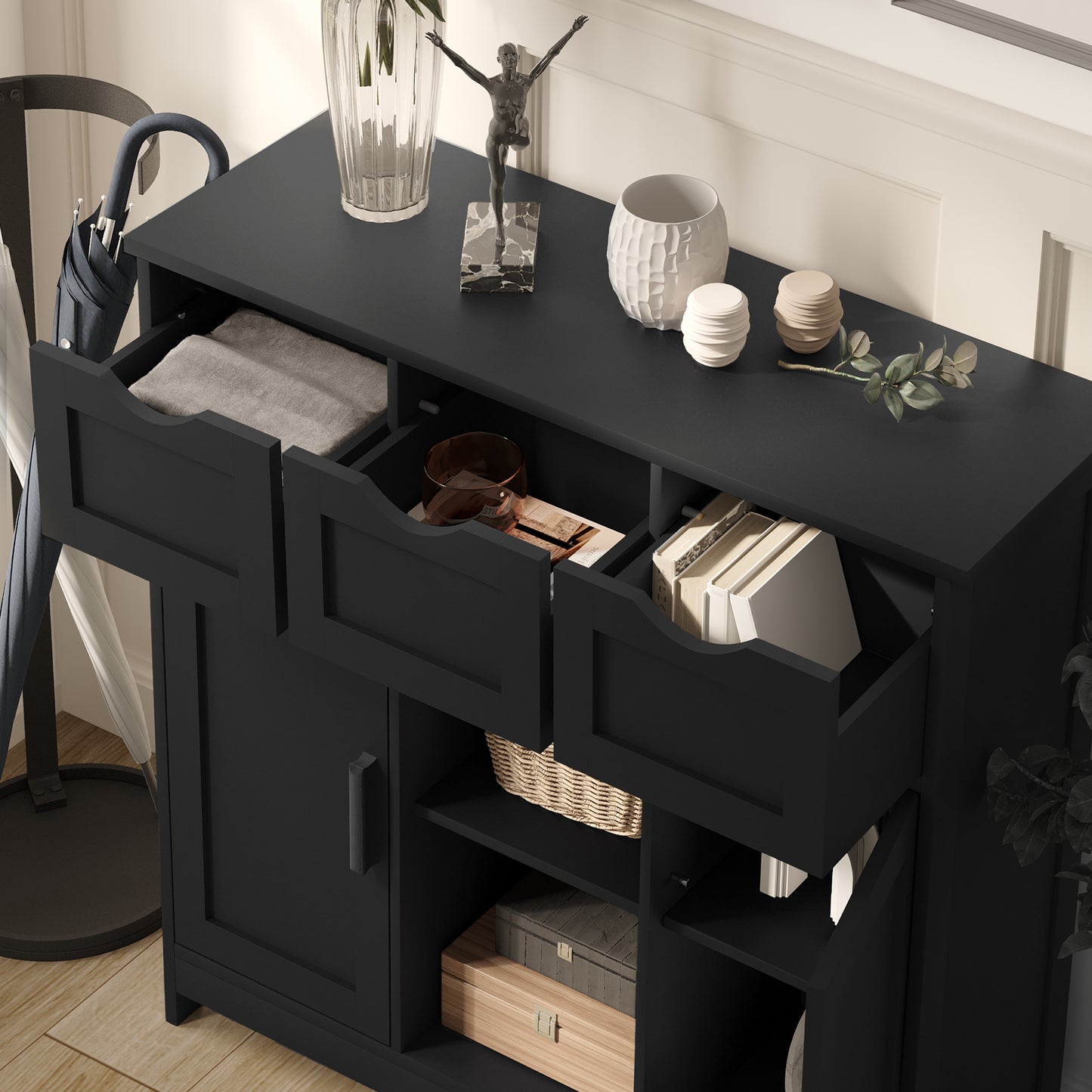 Storage Cabinet With Drawers And Shelves