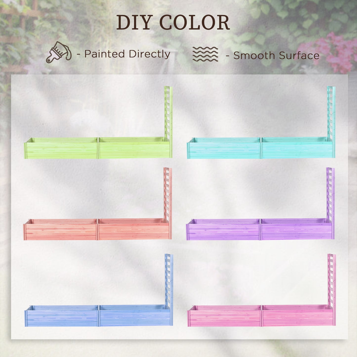 Wood Planter Box with Trellis for Climbing Plants, Raised Garden Bed