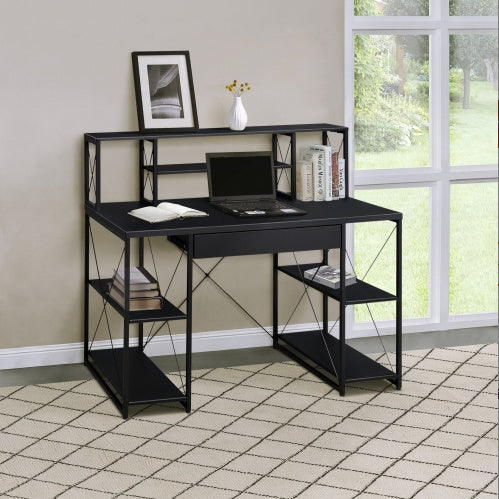 Desk With Open Shelves And Hutch