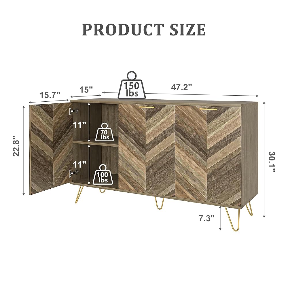 Sideboard Buffet Cabinet,Modern Storage Cabinet With 3 Door