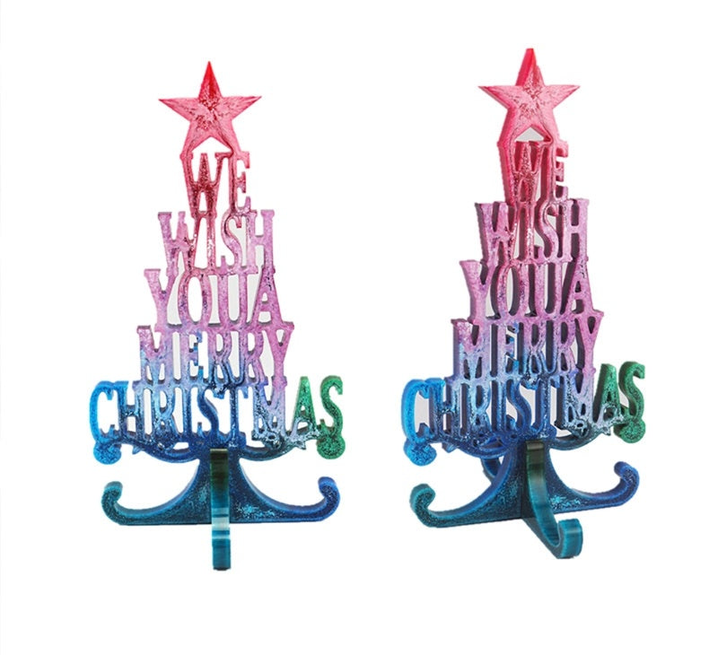 Crystal Epoxy Resin Christmas Tree Letter Desktop Decoration