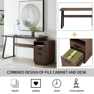 Home Office Computer Desk With Drawers Hanging Letter-size Files